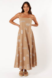 DRESSES @Rue Maxi Dress - Tan White