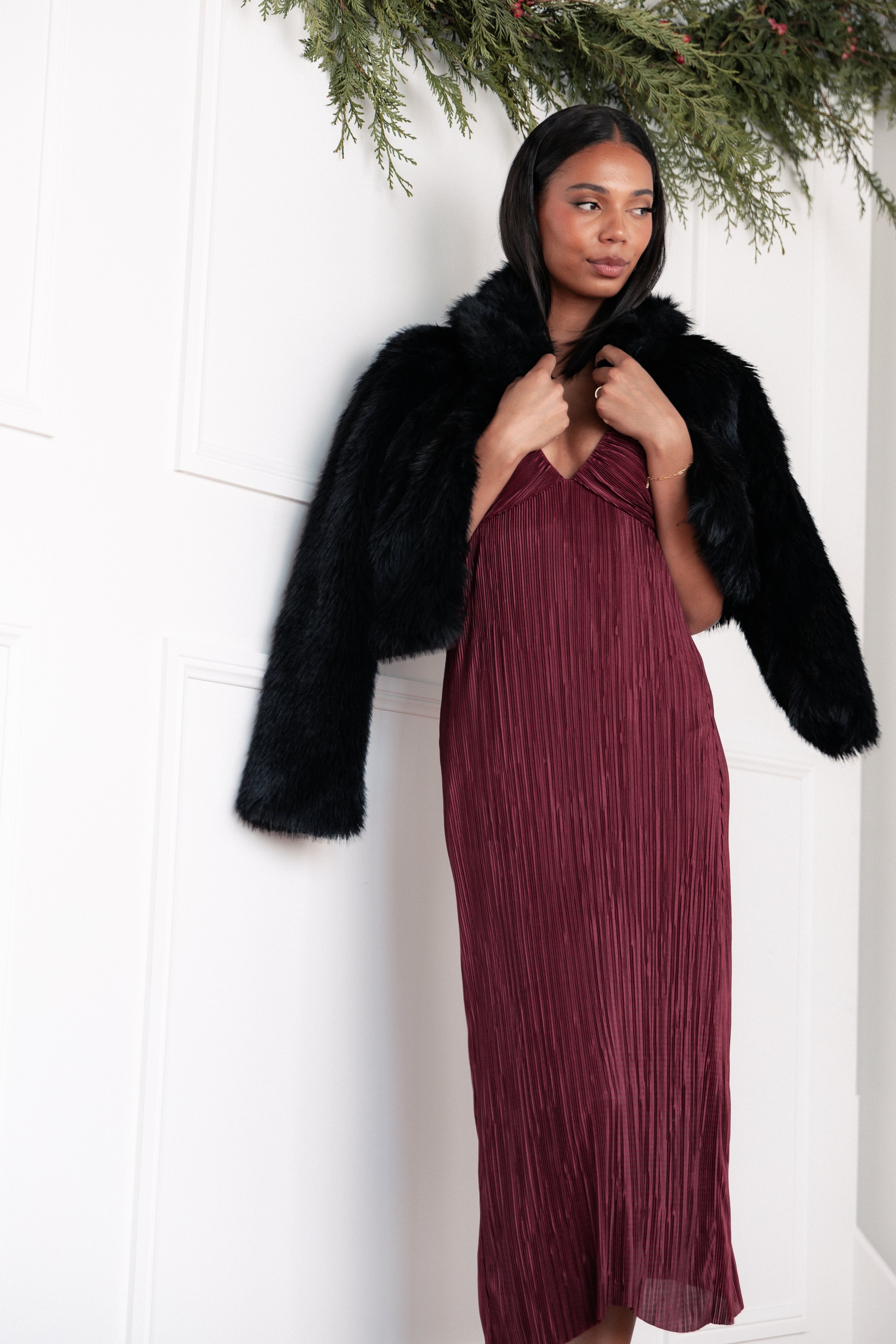 DRESSES Safi Plisse Maxi Dress - Wine