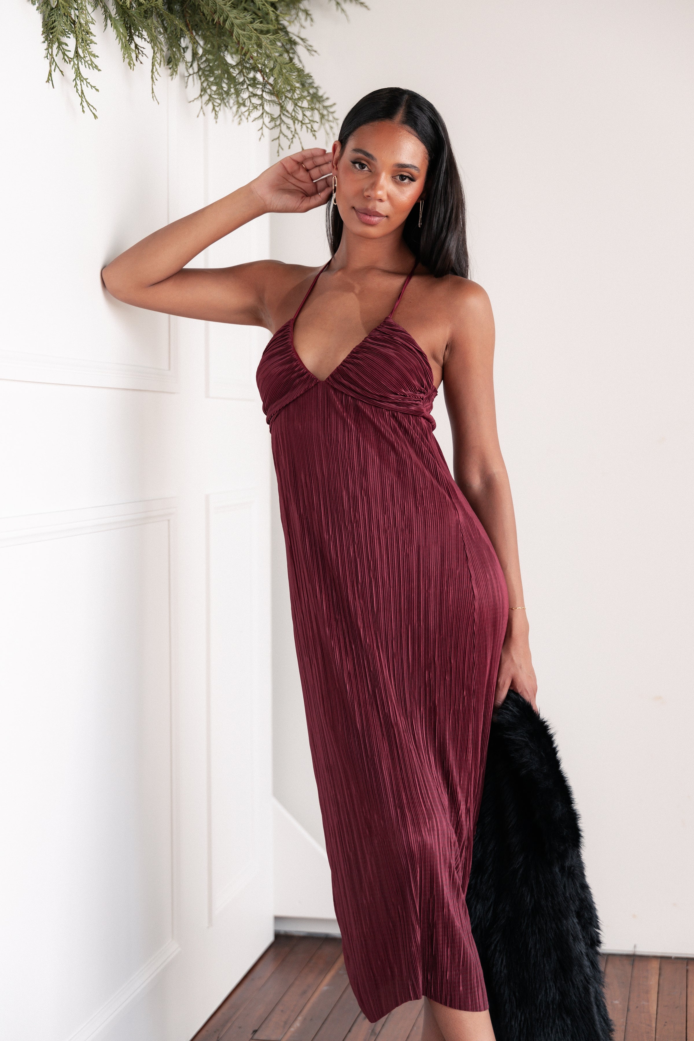 DRESSES Safi Plisse Maxi Dress - Wine