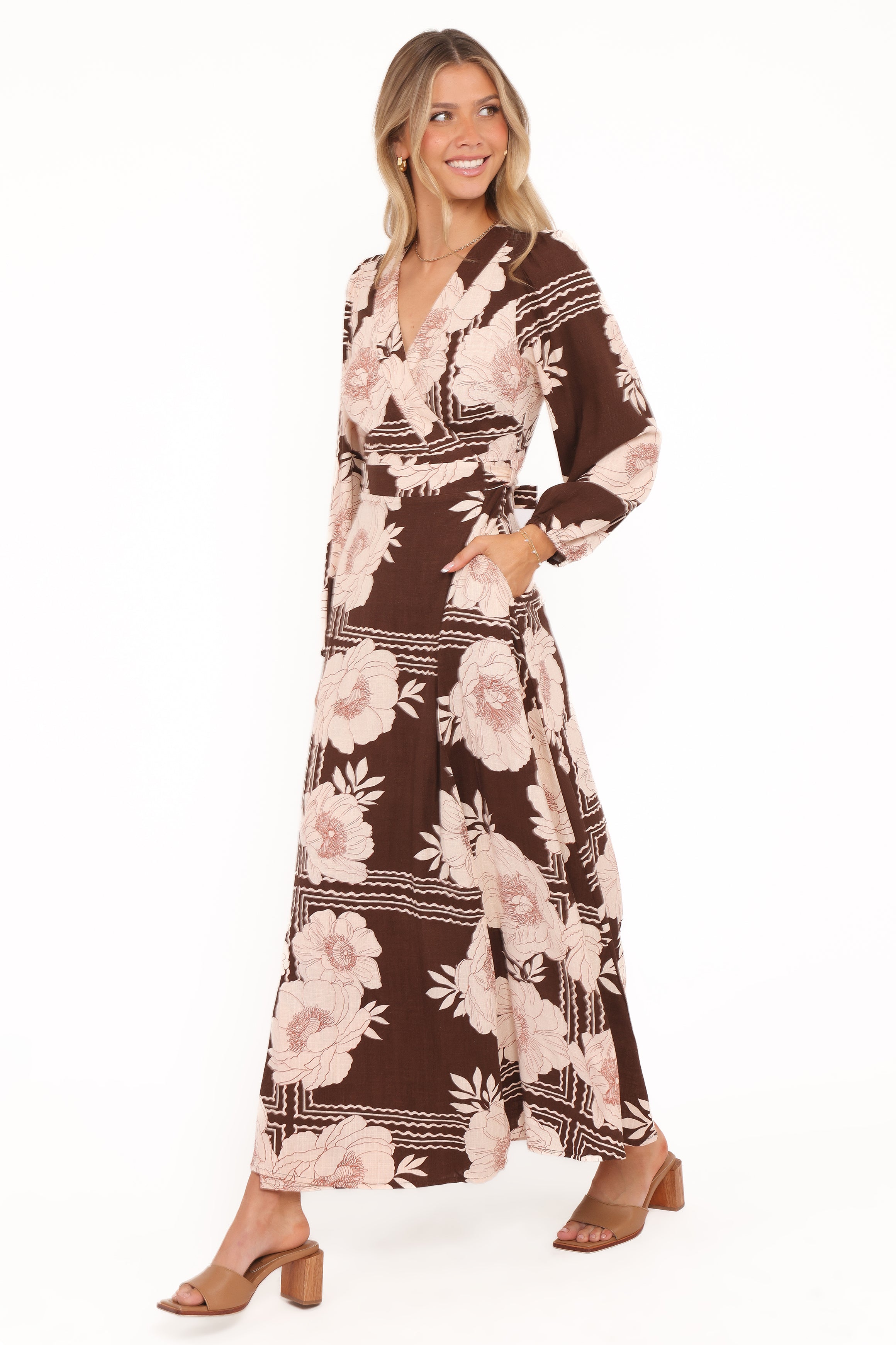 DRESSES Safia Midi Dress - Brown Floral