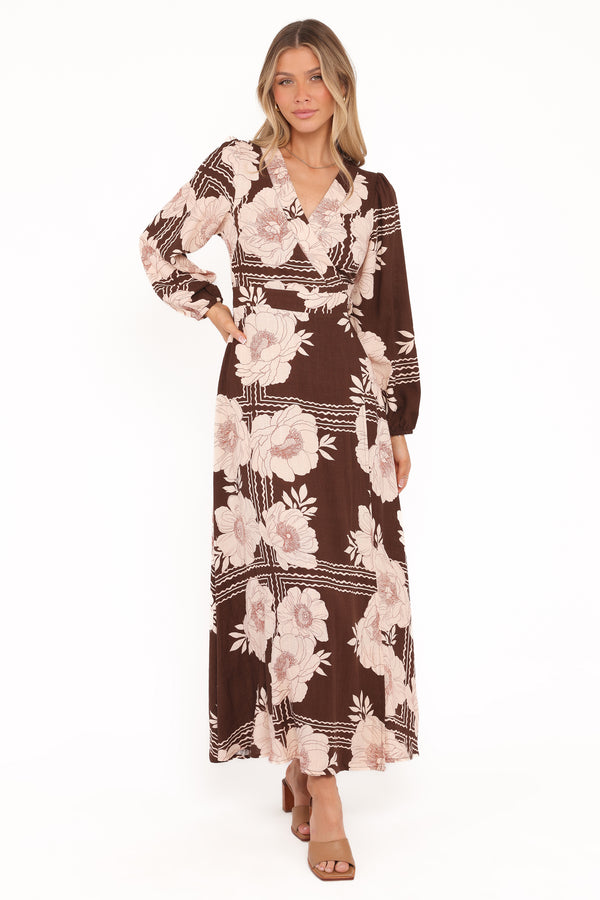 DRESSES Safia Midi Dress - Brown Floral