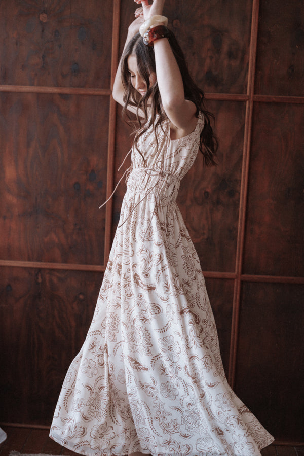 DRESSES Safira Midi Dress - Brown Paisley