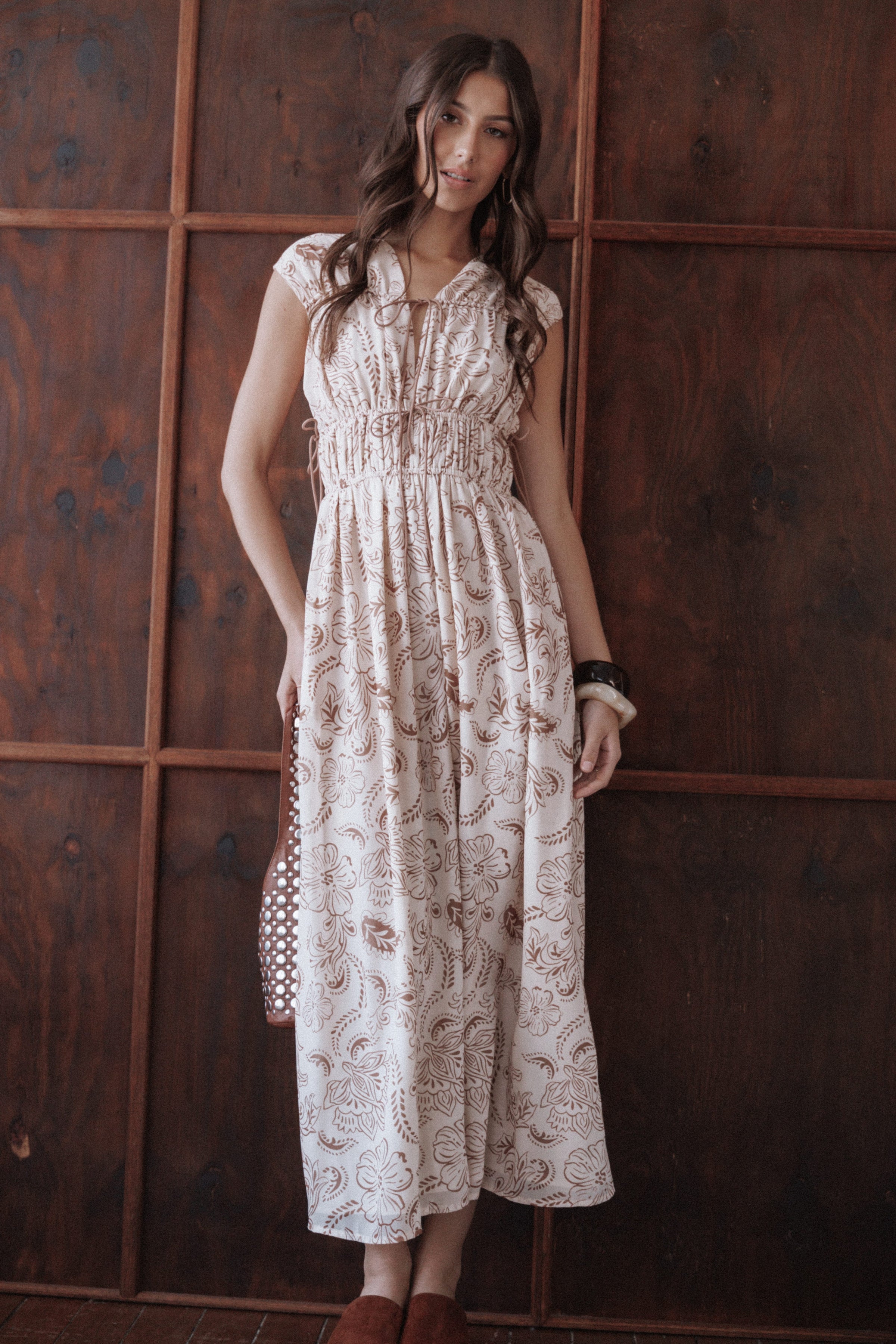 DRESSES Safira Midi Dress - Brown Paisley