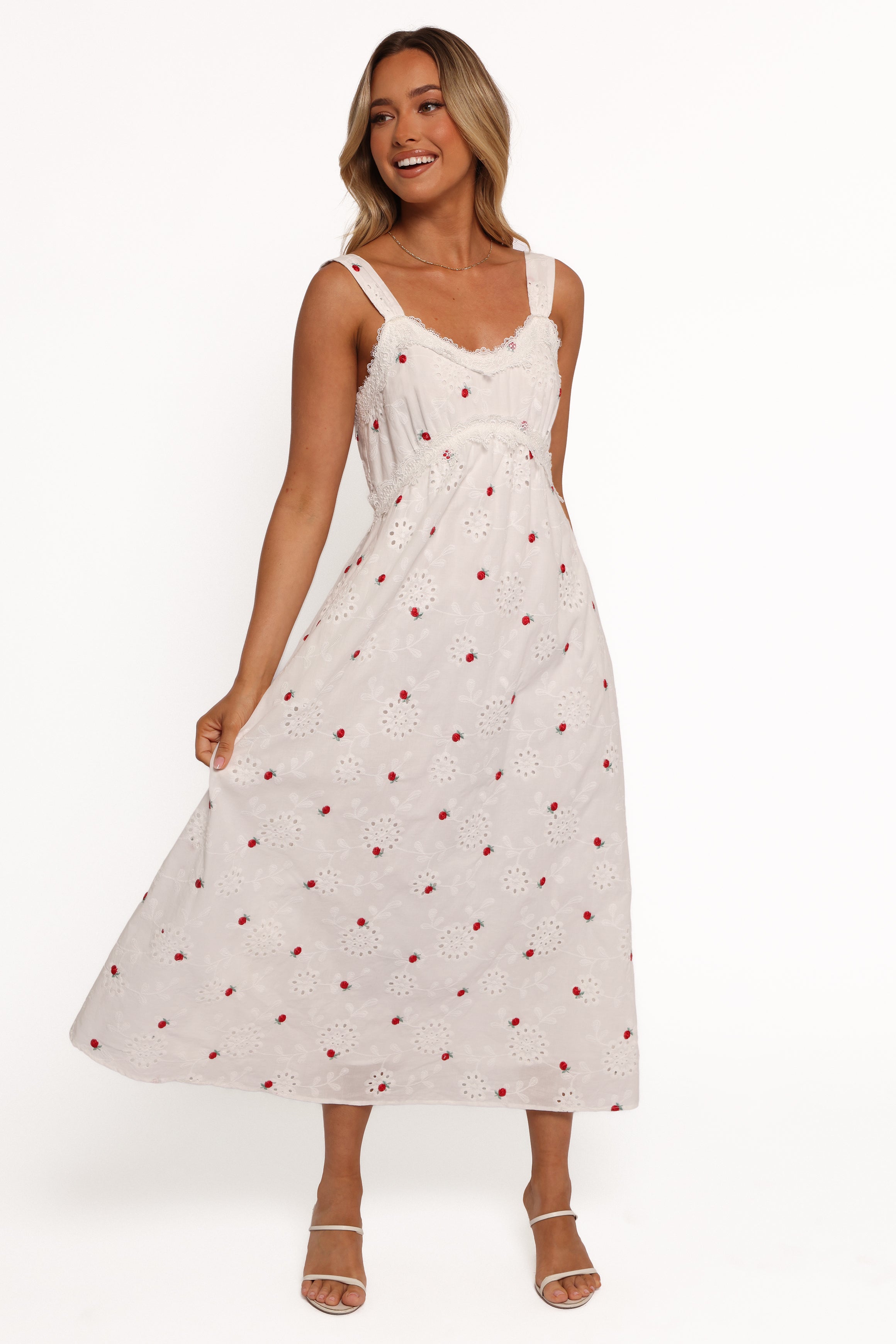 DRESSES Salli Midi Dress - White/Red
