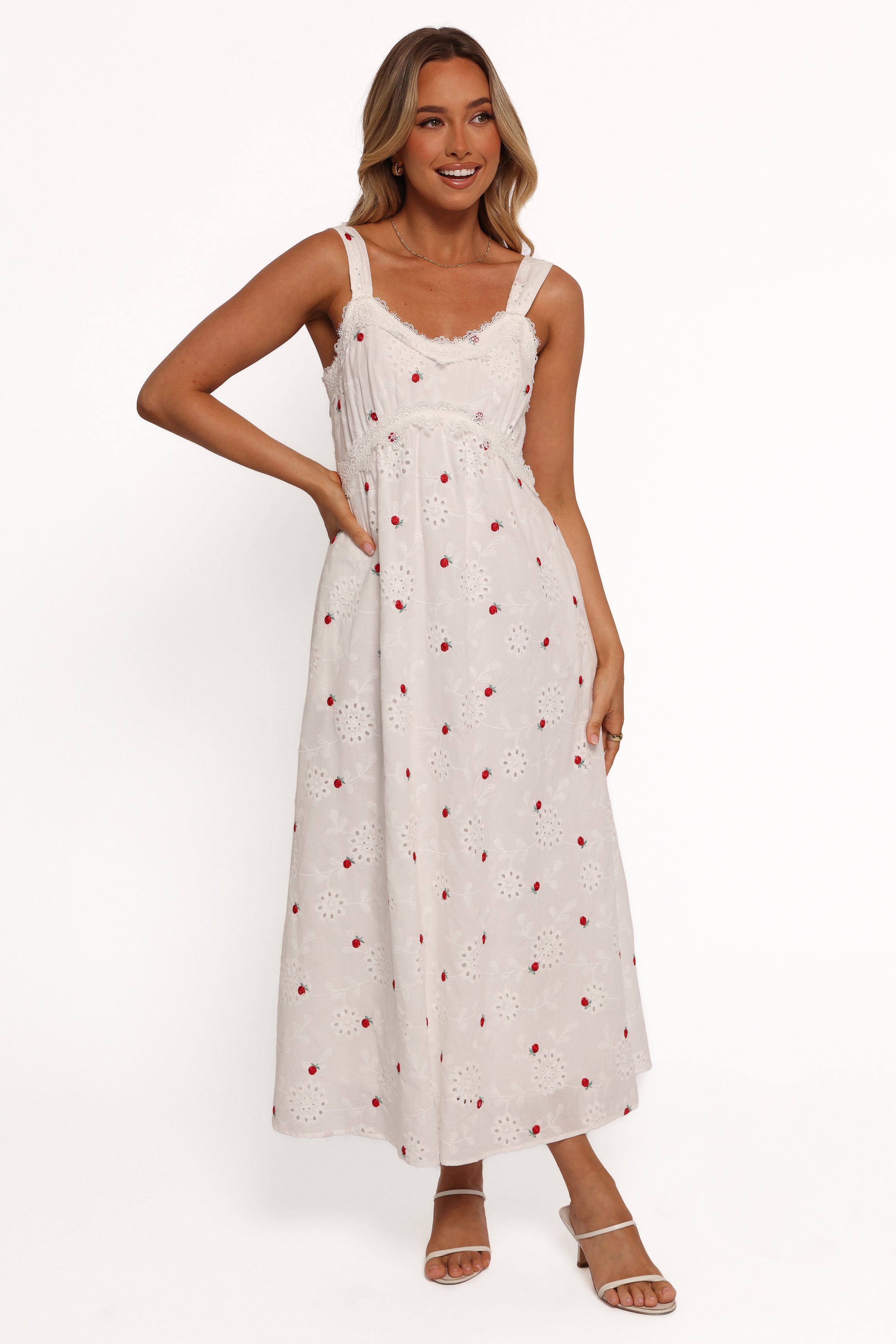 DRESSES Salli Midi Dress - White/Red