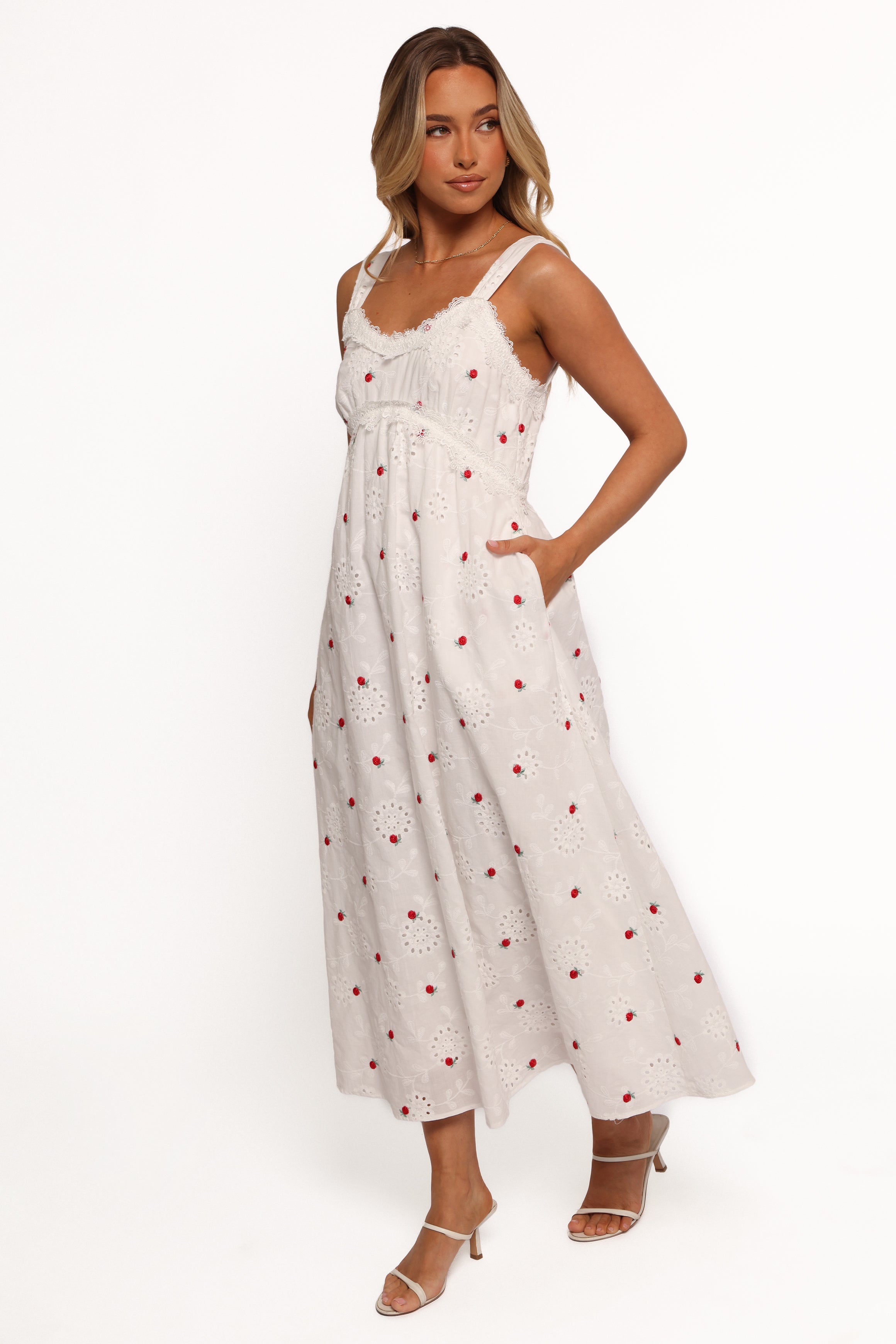DRESSES Salli Midi Dress - White/Red