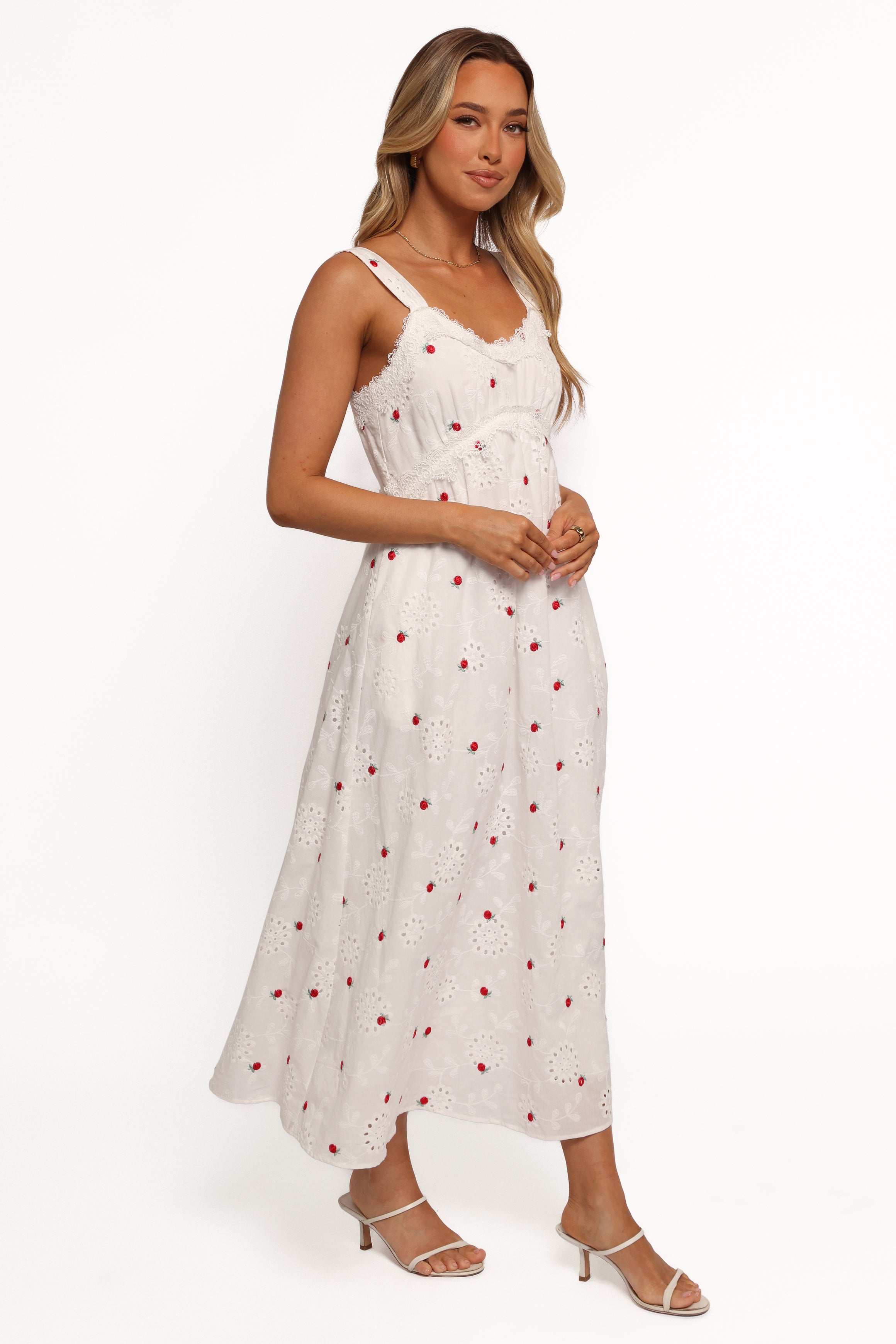 DRESSES Salli Midi Dress - White/Red