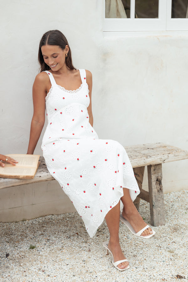 DRESSES Salli Midi Dress - White/Red