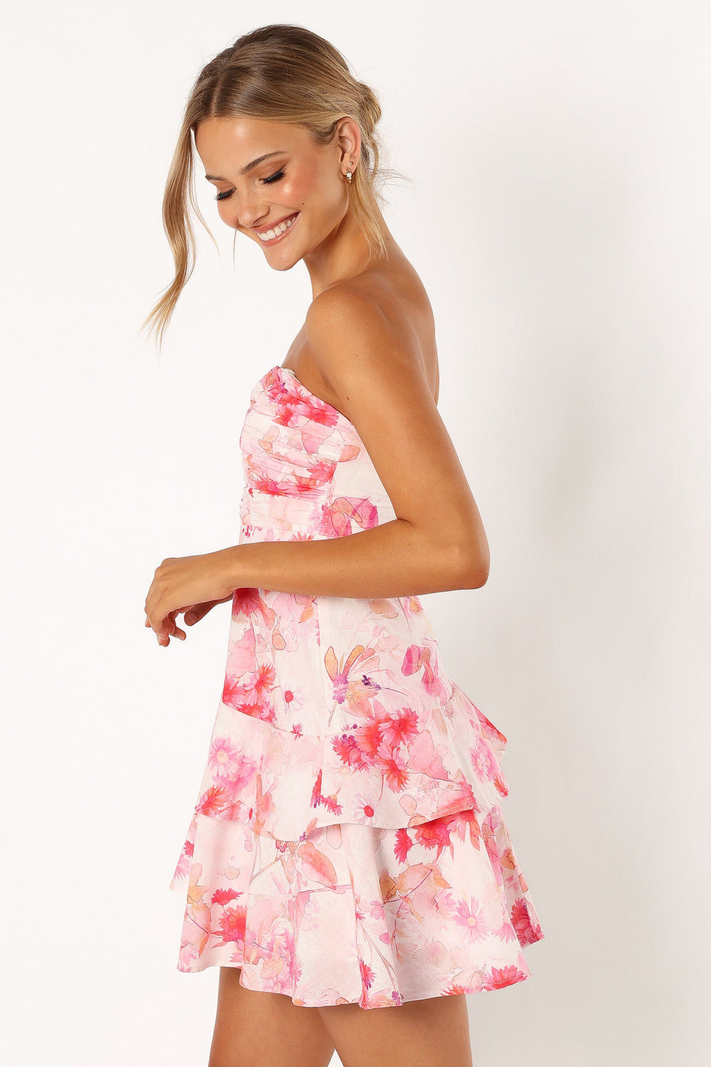 DRESSES @Sanal Tiered Mini Dress - Pink Floral