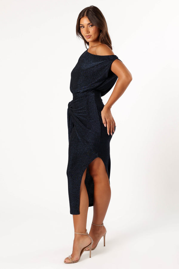 DRESSES @Santiago Off Shoulder Midi Dress - Navy