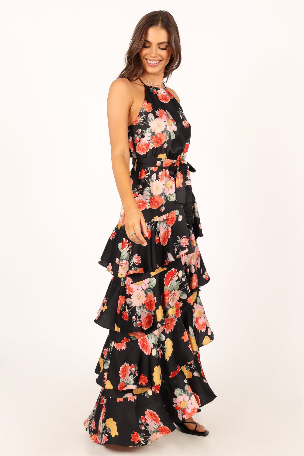 DRESSES @Sarona Halterneck Maxi Dress - Black Floral