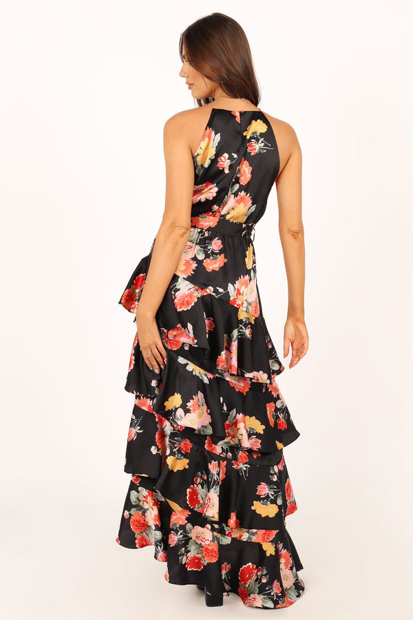 DRESSES @Sarona Halterneck Maxi Dress - Black Floral