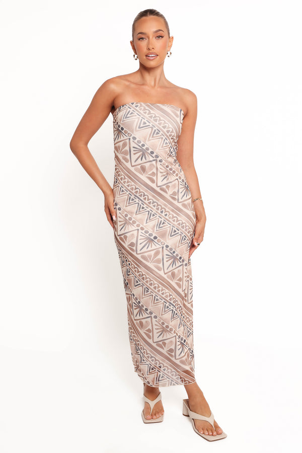 DRESSES Saskia Strapless Midi Dress - Brown