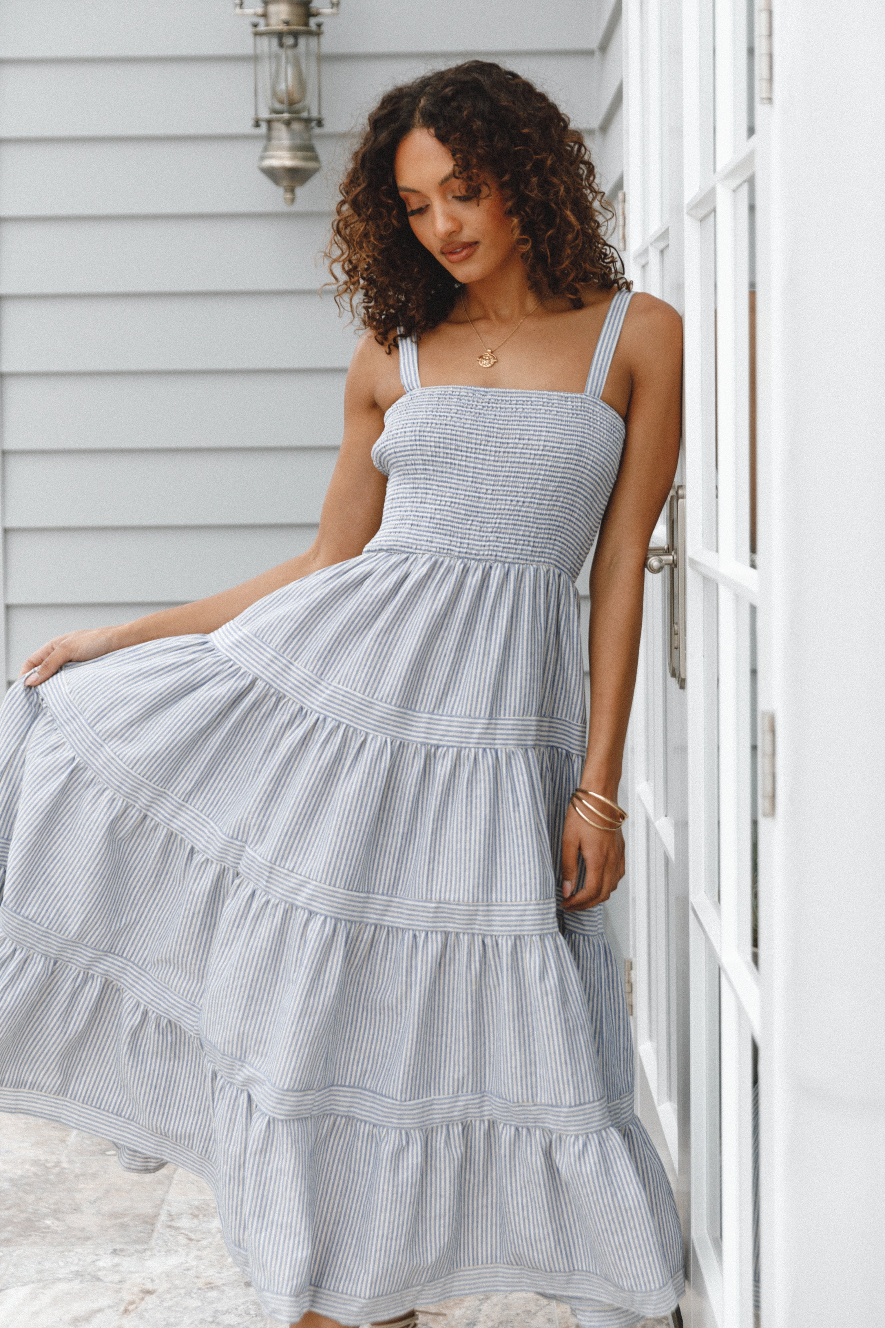 Smocked Strapless Tiered Midi Dress – Shop Olive and Rose