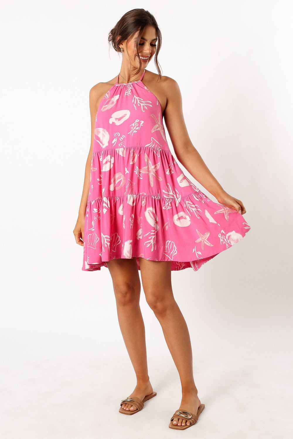 DRESSES @Schia Halterneck Mini Dress - Pink Shell
