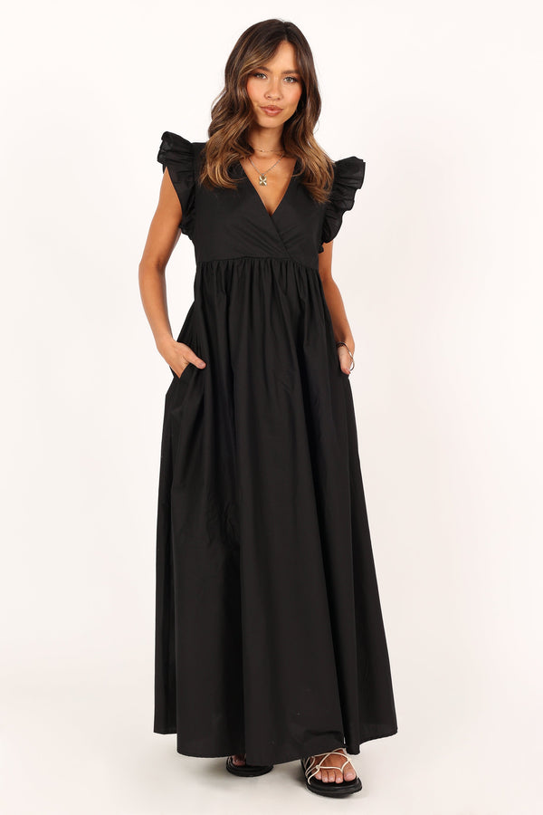 DRESSES @Scout Frill Shoulder Maxi Dress - Black