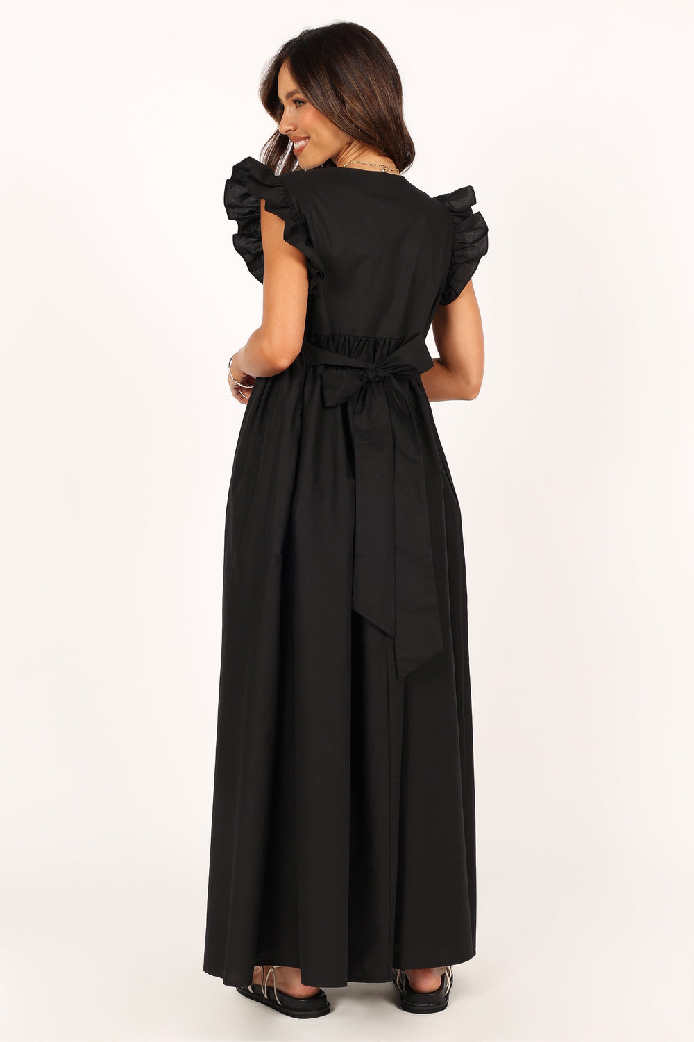 DRESSES @Scout Frill Shoulder Maxi Dress - Black