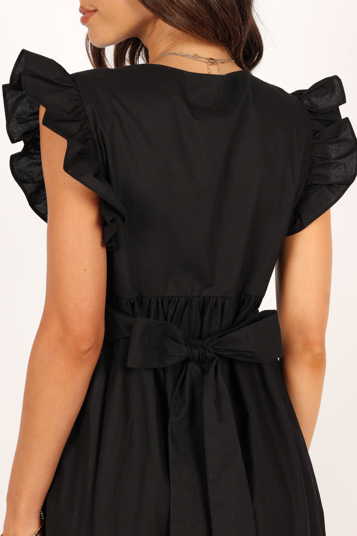 Scout Frill Shoulder Maxi Dress - Black - Petal & Pup