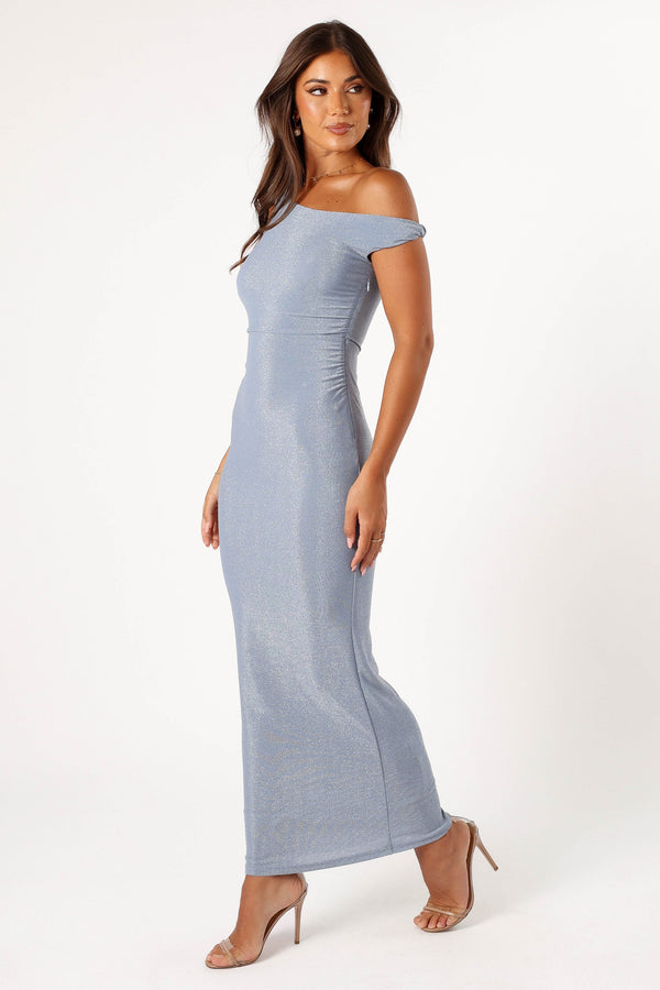 DRESSES @Sebastian Off Shoulder Maxi Dress - Blue