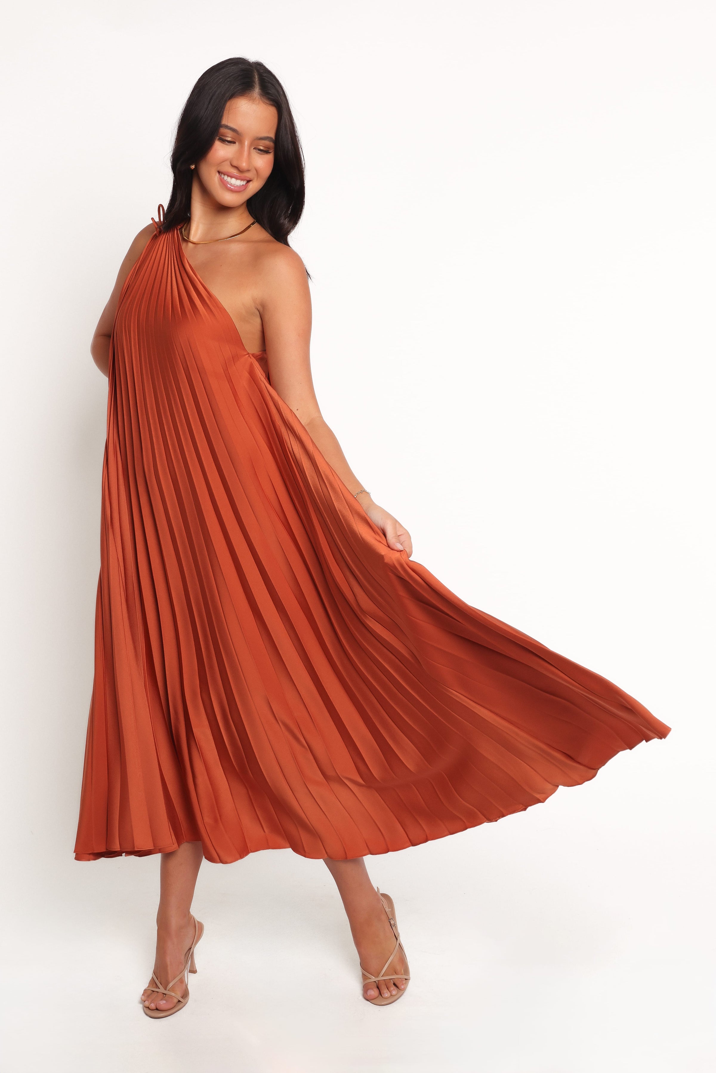 DRESSES Selena One Shoulder Midi Dress - Russet Bronze