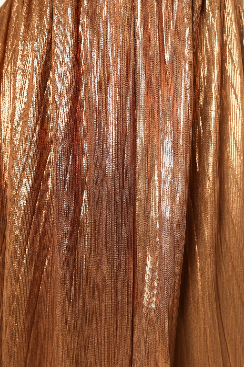 DRESSES @Shania Pleated Maxi Dress - Bronze
