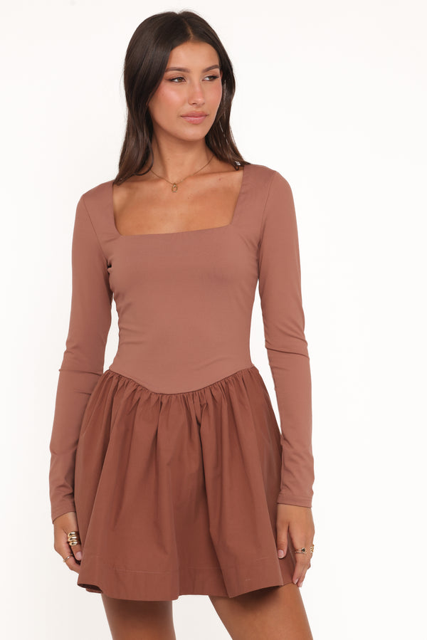 DRESSES Sheena Long Sleeve Mini Dress - Mocha
