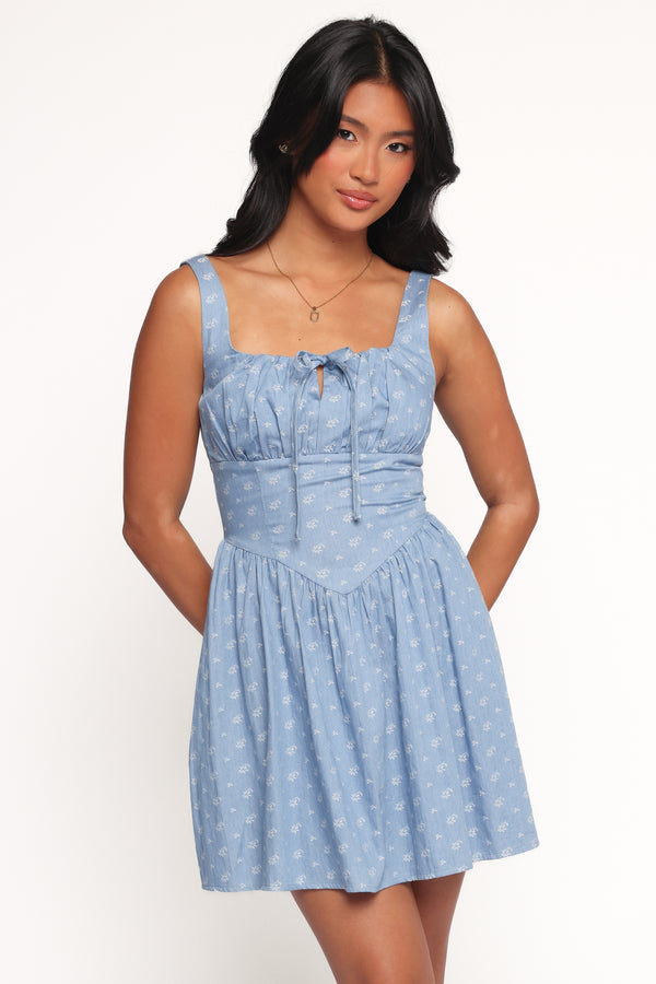 DRESSES Shelton Mini Dress - Floral Denim