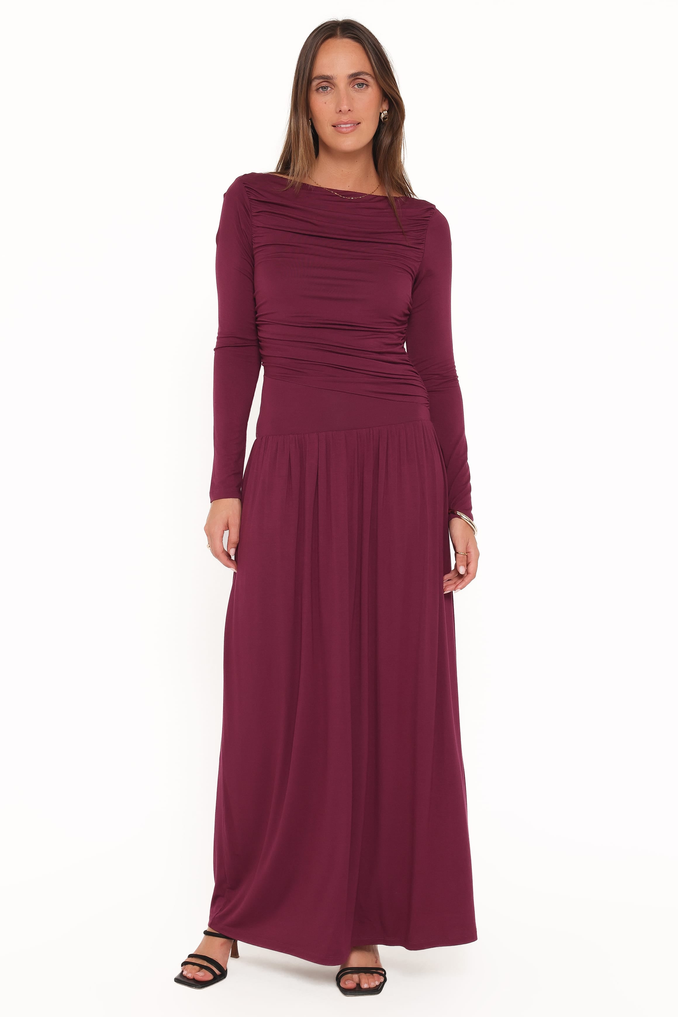 DRESSES Shirley Long Sleeve Maxi Dress - Burgundy