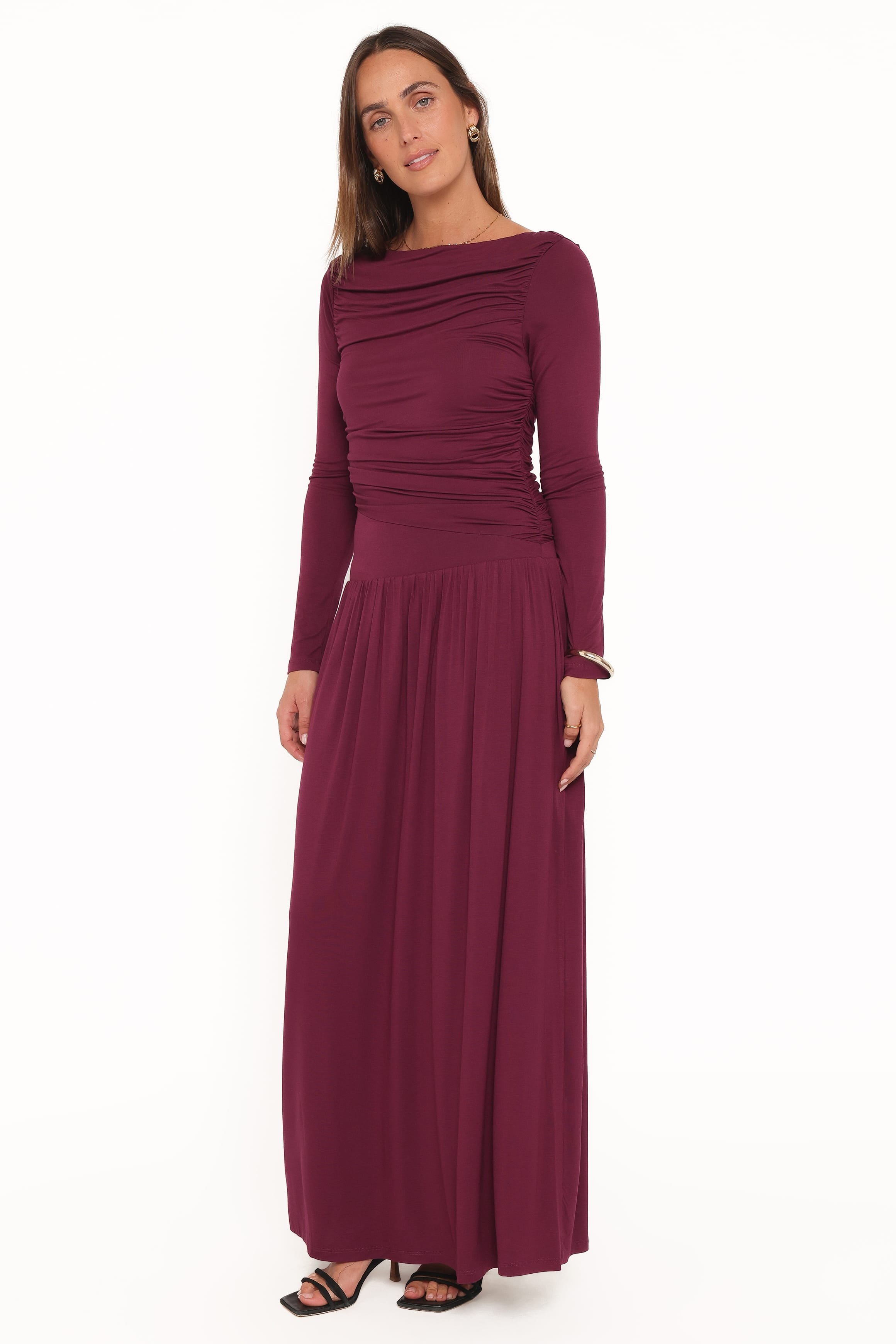 DRESSES Shirley Long Sleeve Maxi Dress - Burgundy