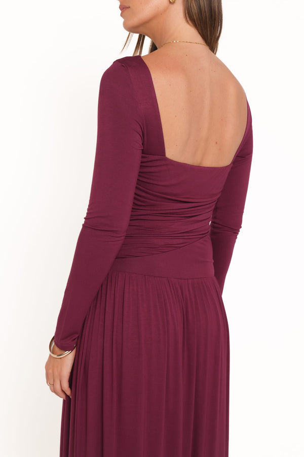 DRESSES Shirley Long Sleeve Maxi Dress - Burgundy