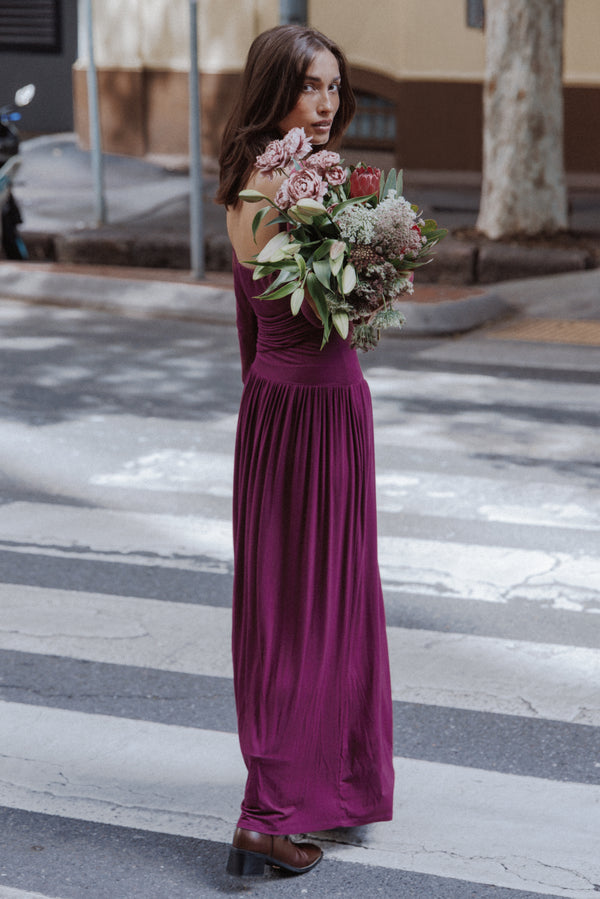DRESSES Shirley Long Sleeve Maxi Dress - Burgundy