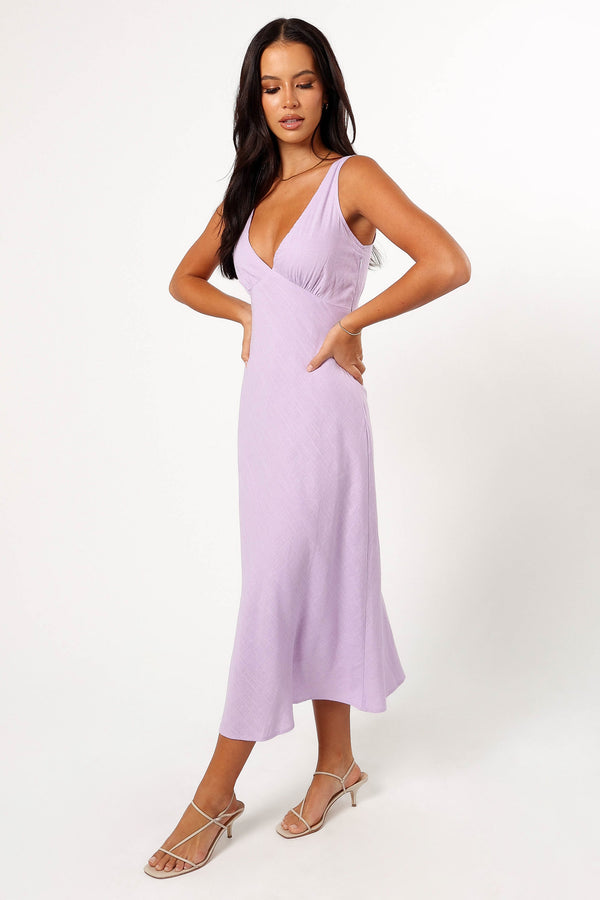 DRESSES @Shyla Midi Dress - Lilac (Hold for Cool Beginnings)