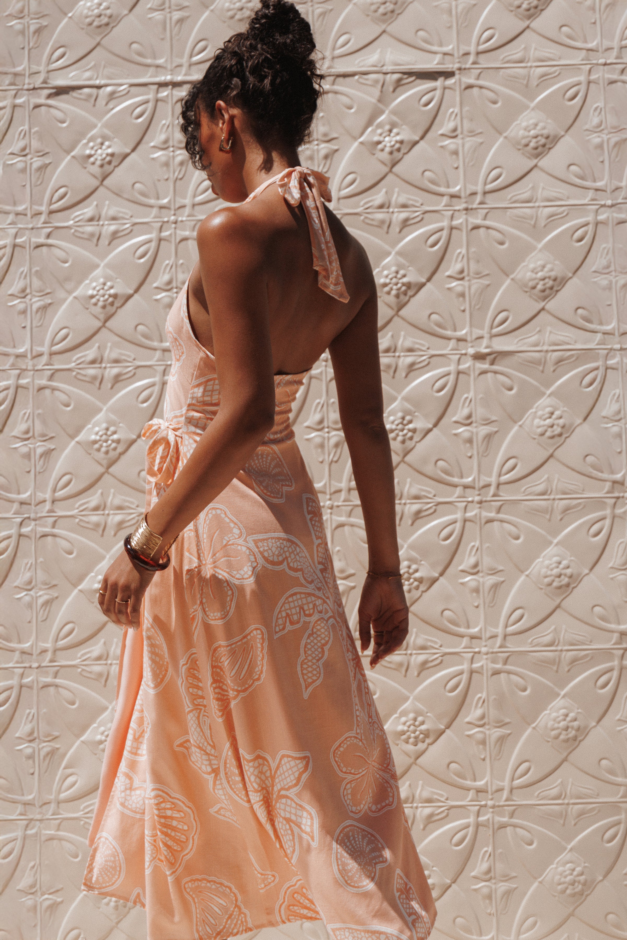 DRESSES Sierra Wrap Midi Dress - Peach Floral