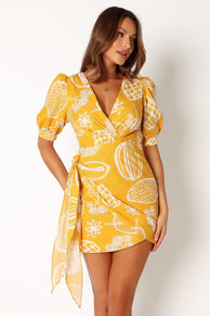 DRESSES @Silas Wrap Mini Dress - Yellow