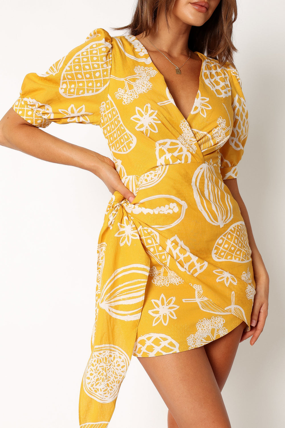 DRESSES @Silas Wrap Mini Dress - Yellow