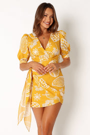 DRESSES @Silas Wrap Mini Dress - Yellow