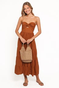 DRESSES Sitara Strapless Midi Dress - Brown