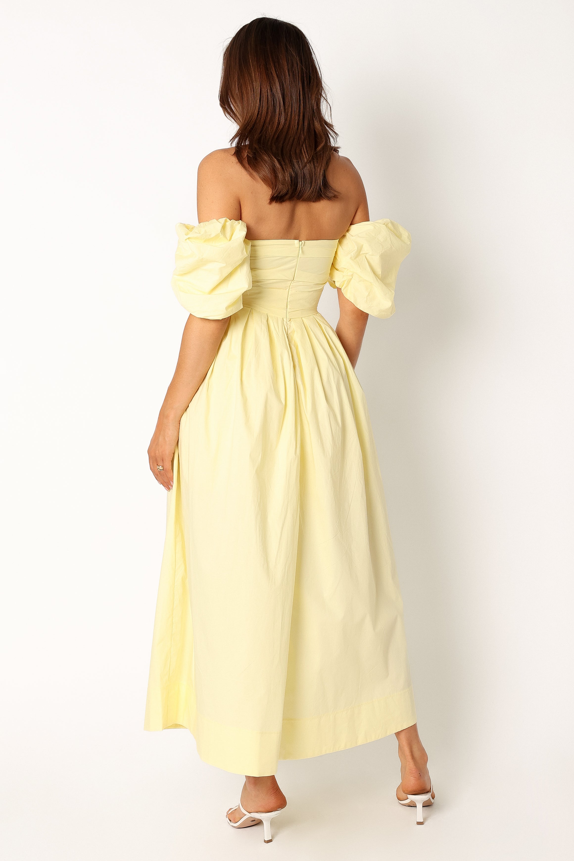 DRESSES @Solana Off Shoulder Midi Dress - Yellow