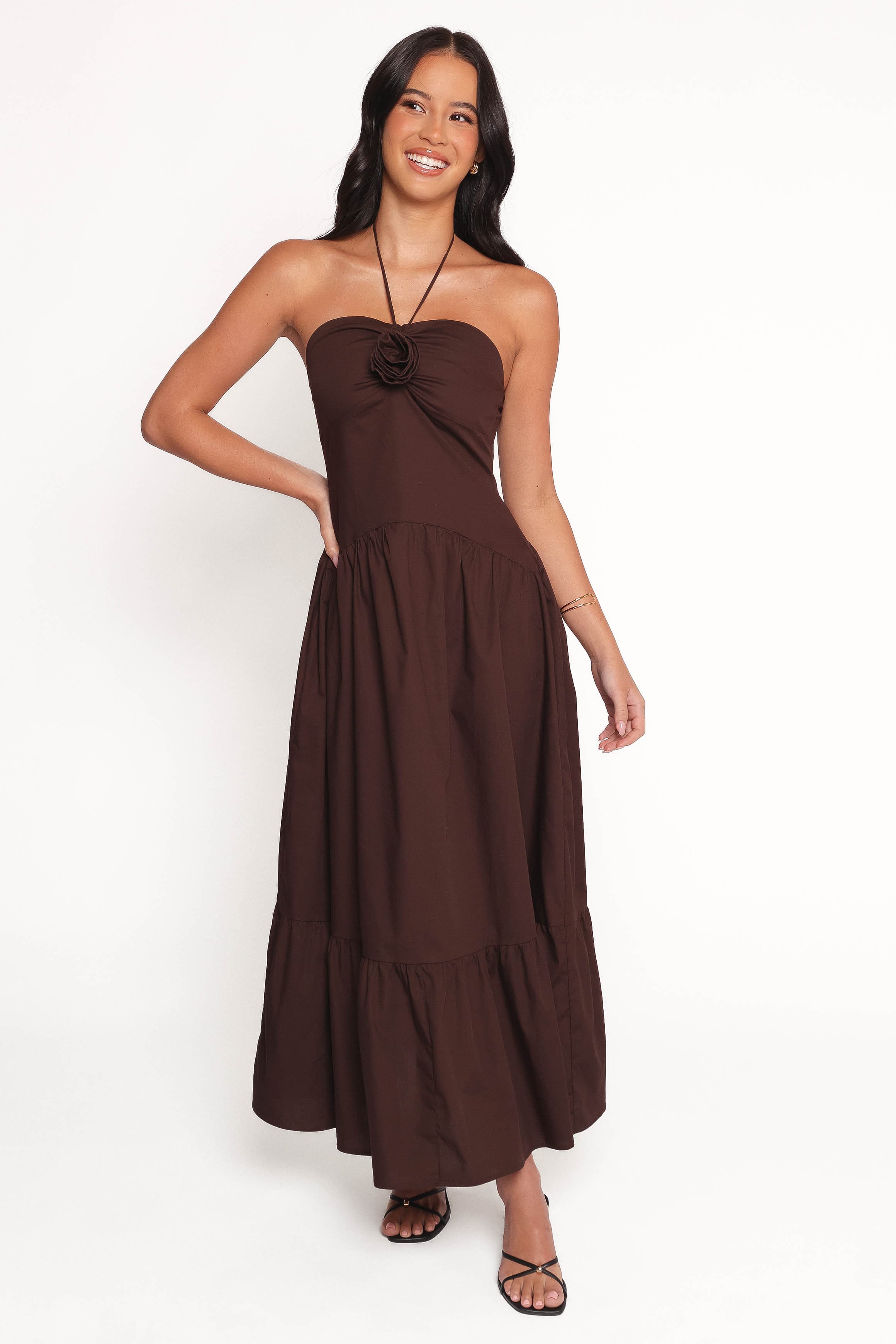DRESSES Soleila Halter Maxi Dress - Chocolate