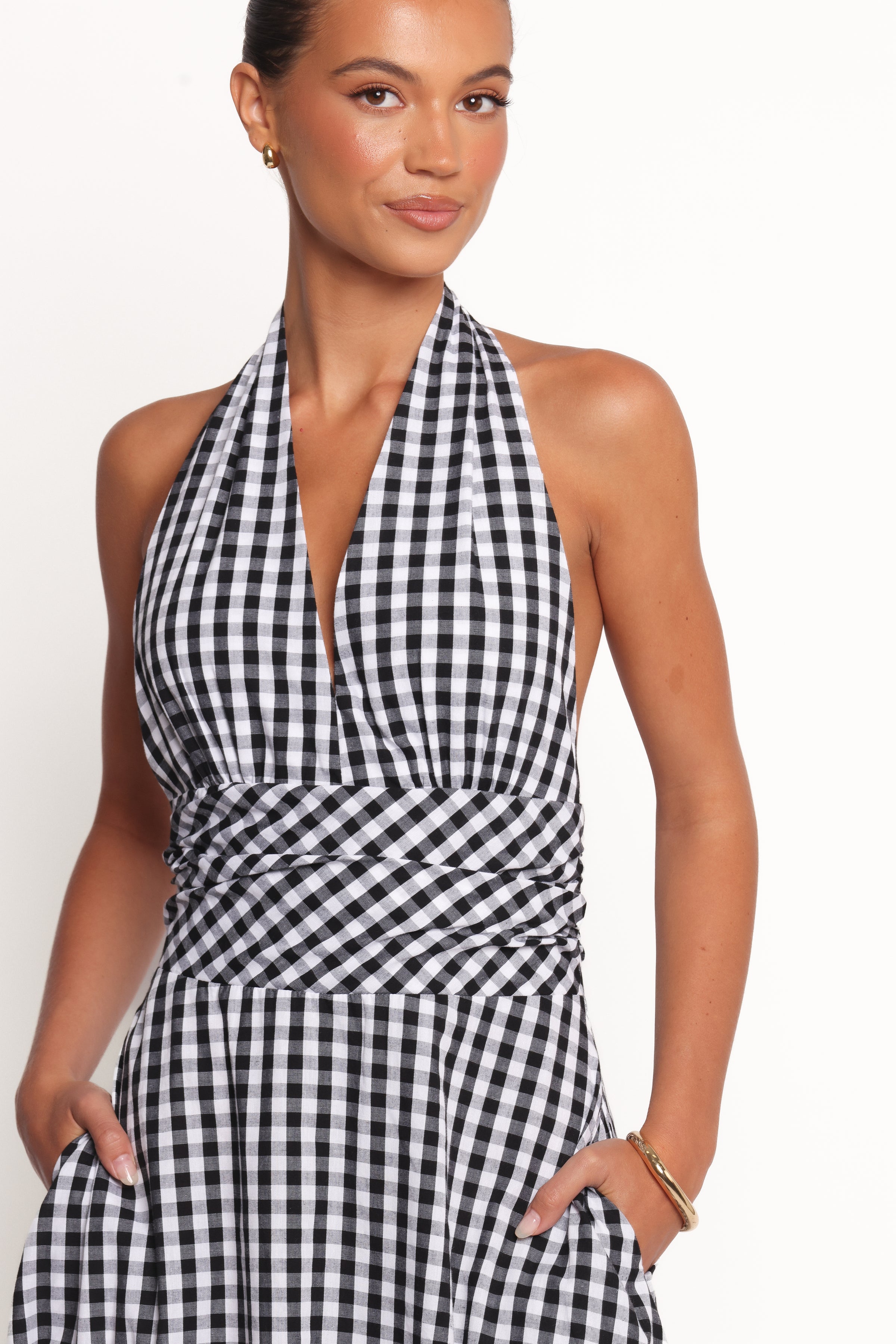 DRESSES Solene Maxi Halterneck Dress - Black/White