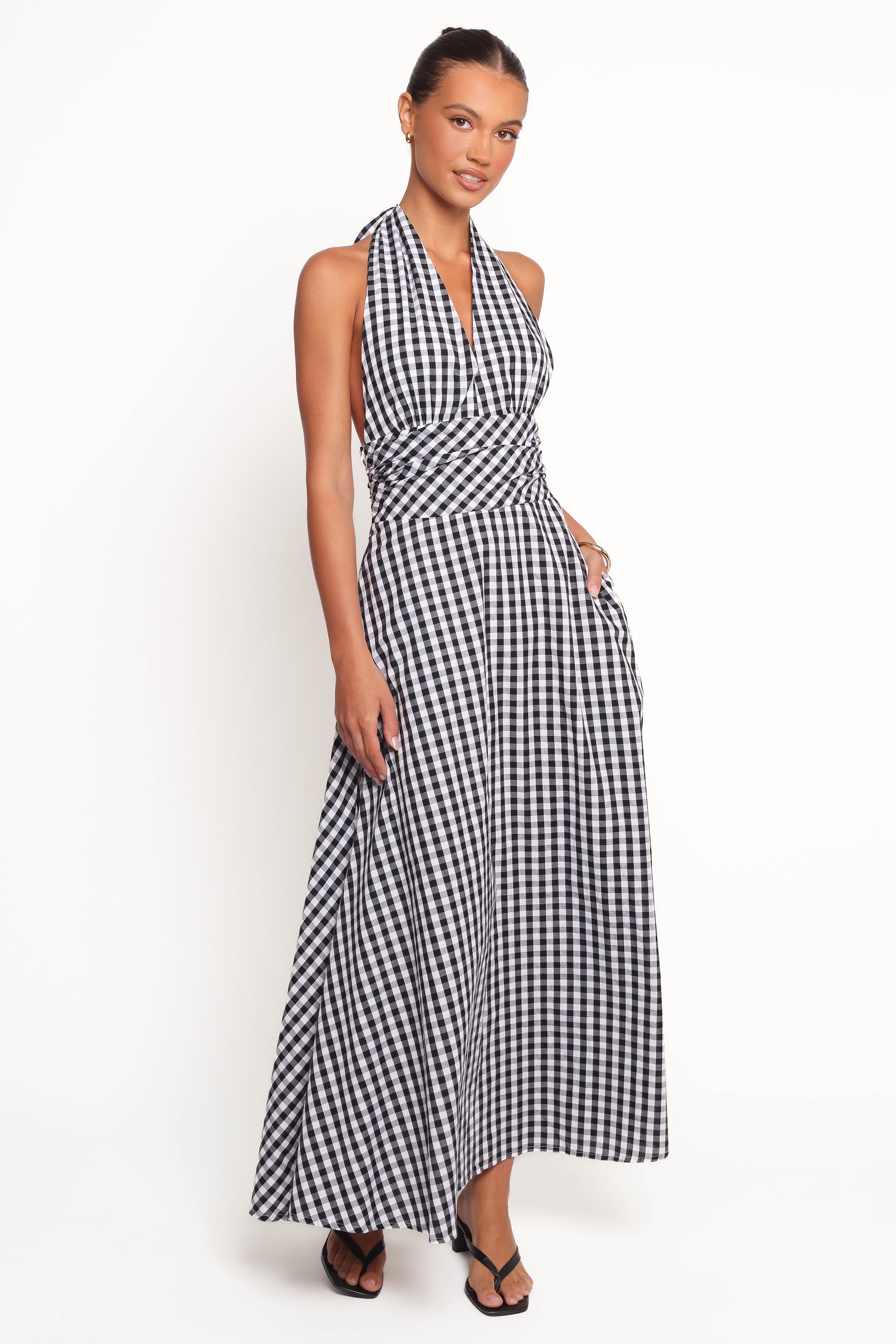 DRESSES Solene Maxi Halterneck Dress - Black/White