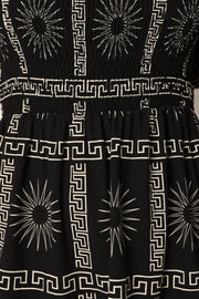 DRESSES @Soliel Puff Sleeve Midi Dress - Black Tan