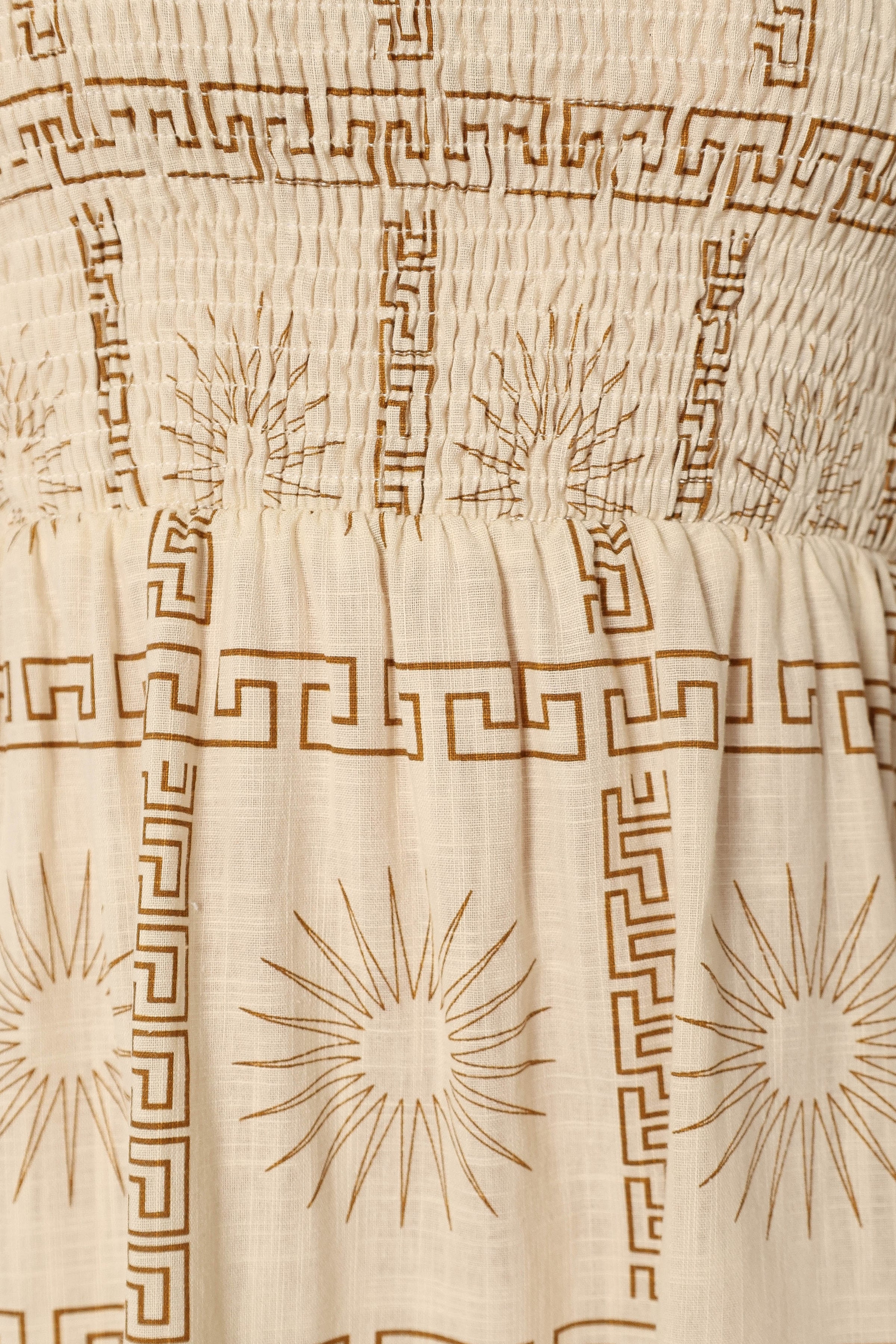 DRESSES @Soliel Puff Sleeve Midi Dress - White Tan