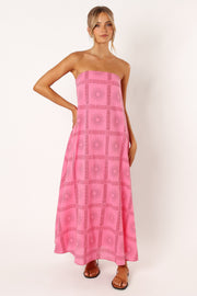 DRESSES @Soph Strapless Maxi Dress - Pink Red