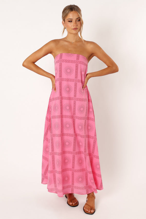 DRESSES @Soph Strapless Maxi Dress - Pink Red