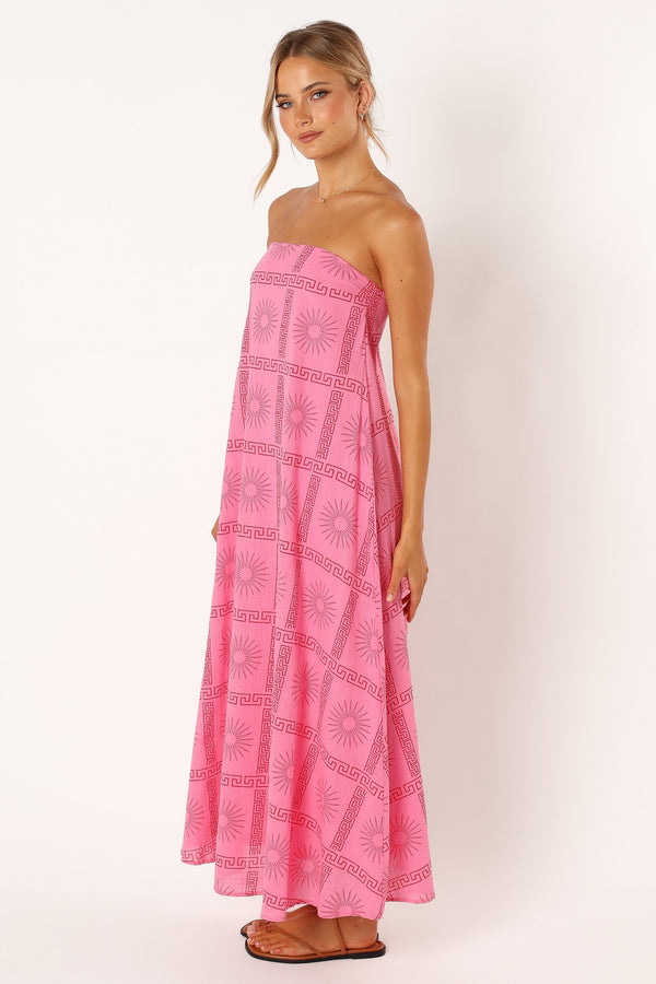 DRESSES @Soph Strapless Maxi Dress - Pink Red