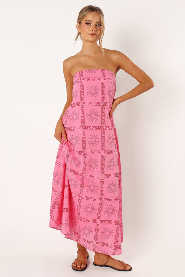 DRESSES @Soph Strapless Maxi Dress - Pink Red