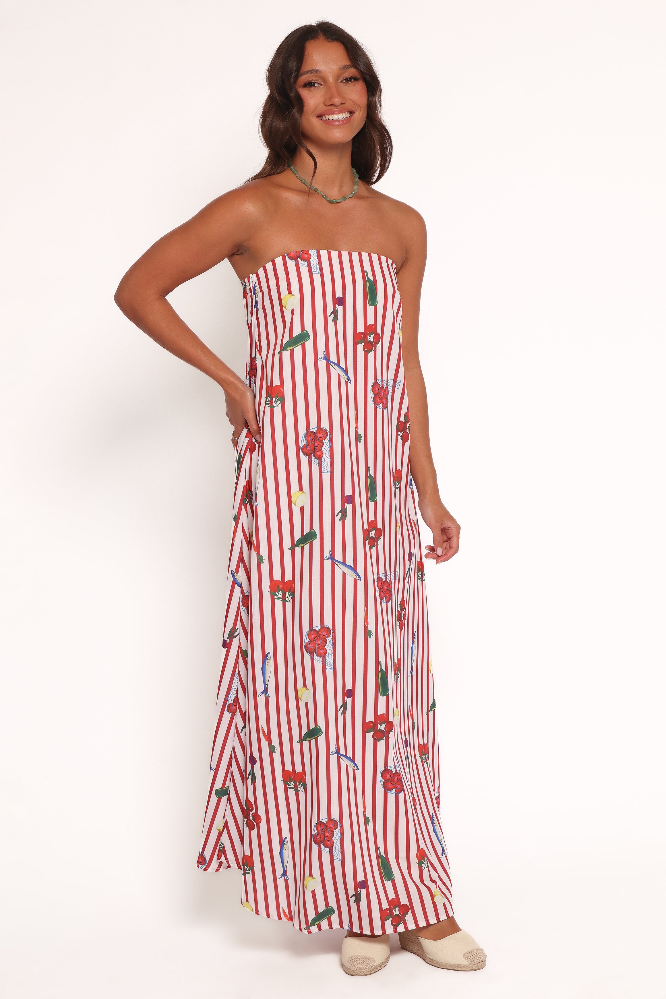 DRESSES Soph Strapless Maxi Dress - Red Picnic Stripe