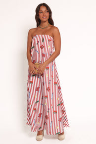 DRESSES Soph Strapless Maxi Dress - Red Picnic Stripe