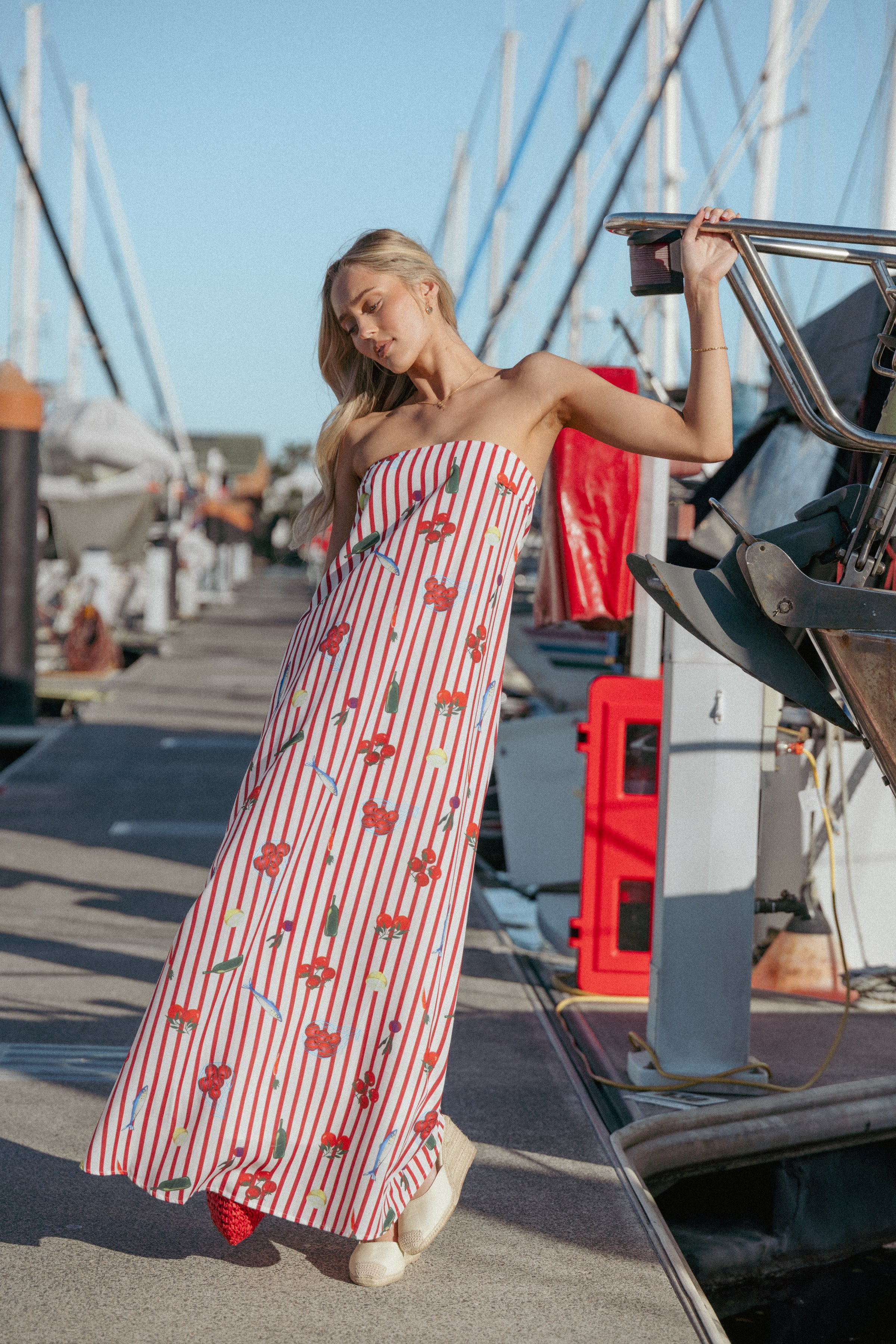 DRESSES Soph Strapless Maxi Dress - Red Picnic Stripe